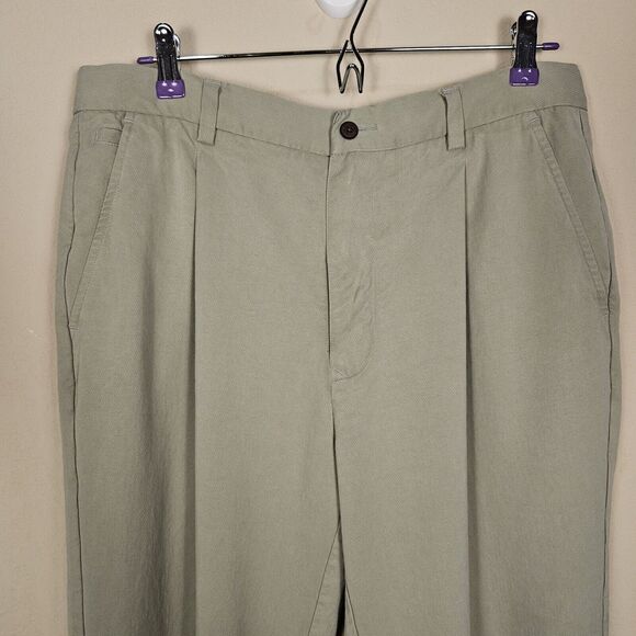 Tommy Bahama Silk Pant Mens 34x24 Green Pleated Dress Casual Chino Relaxed Short - Picture 7 of 10